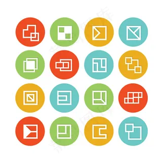 彩色正方形图标,免抠元素