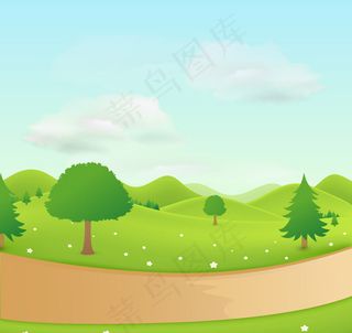 卡通郊野小路风景