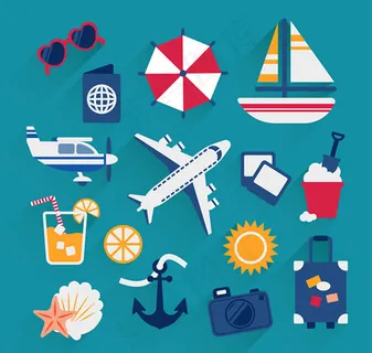 夏日度假图标,免抠元素