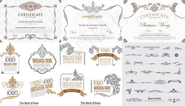 欧式古典证书花纹eps,ai矢量模版下载