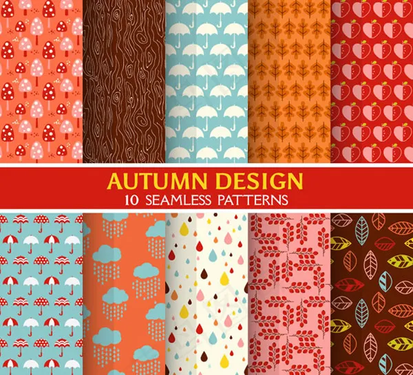 秋季风格无缝背景eps,ai矢量模版下载