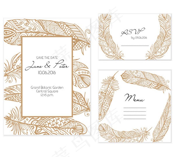 手绘花纹请柬贺卡