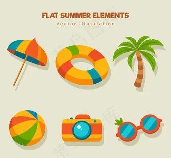扁平化夏季元素
