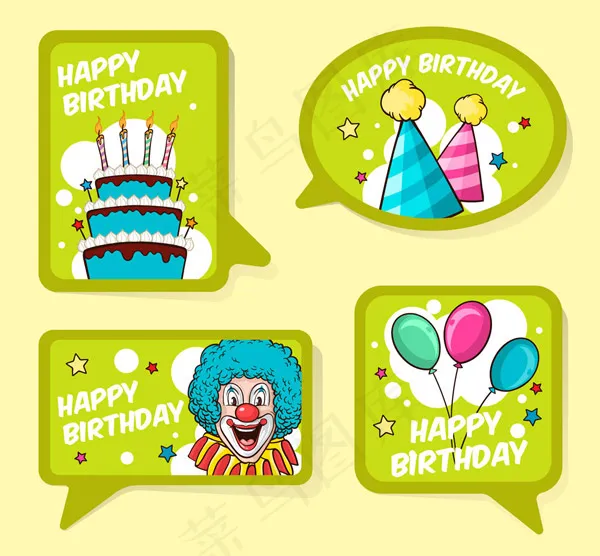 生日语言气泡标签ai矢量模版下载