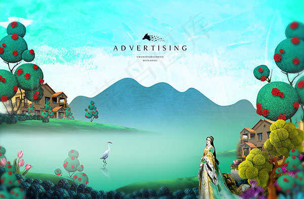 油画风格地产海报