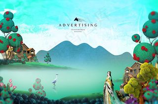 油画风格地产海报