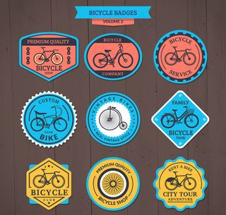 彩色自行车店徽章
