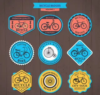 彩色自行车店徽章
