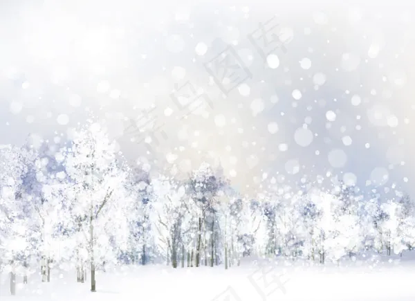 雪地和森林树木eps,ai矢量模版下载