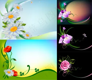 鲜花贺卡矢量