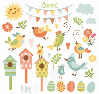 花园装饰和小鸟