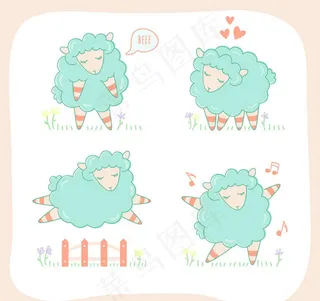 可爱绵羊矢量