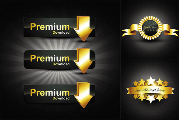 金色徽章标签,免抠元素