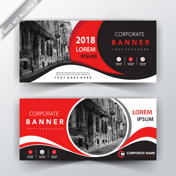 波浪形状BANNERai矢量模版下载
