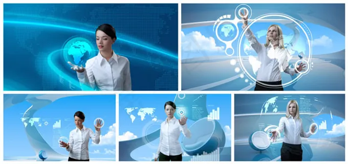 科技商务女人,背景元素 科技商务女人,背景元素