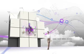 曲线与几何体美女