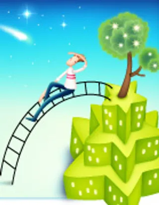 立体卡通风格人物_看星星,背景元素