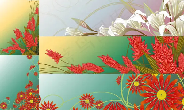 花卉植物图案背景ai矢量模版下载