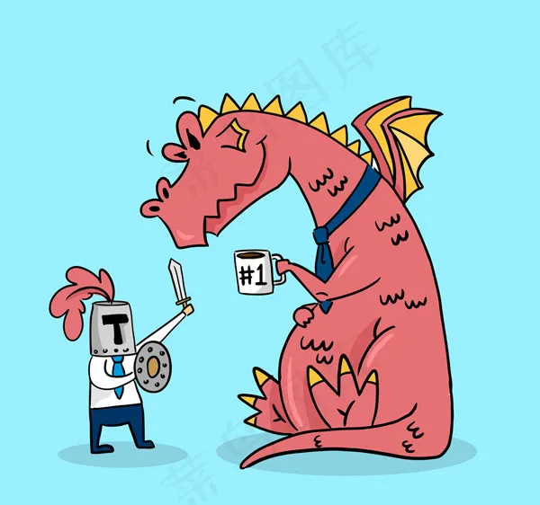 喝咖啡的龙和骑士ai矢量模版下载