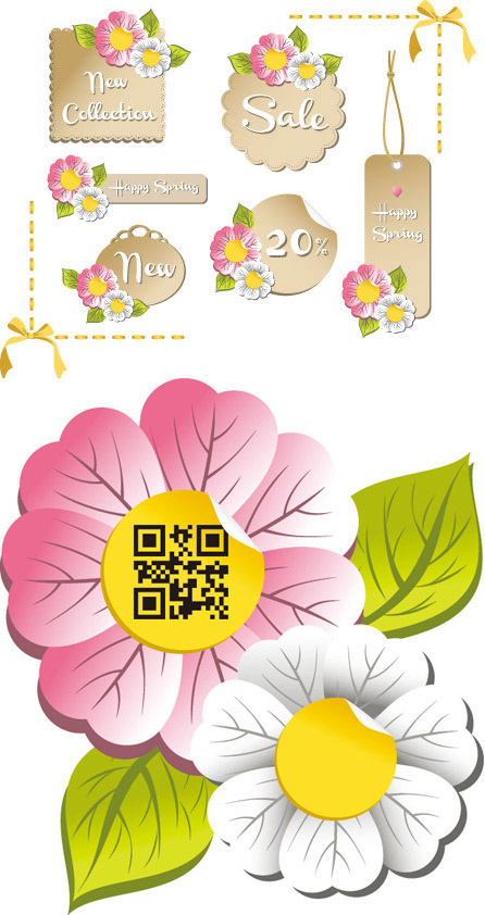 折扣花朵标签,免抠元素eps,ai矢量模版下载