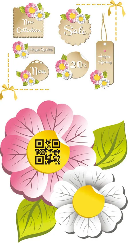 折扣花朵标签,免抠元素eps,ai矢量模版下载