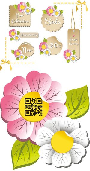 折扣花朵标签,免抠元素