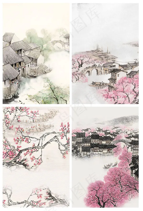 江南城市水墨画(3543X5315(DPI:150))psd模版下载