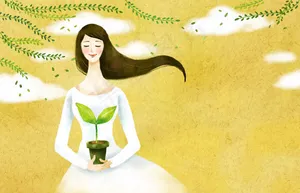 捧着花盆的美女