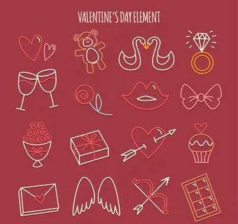 单线条情人节元素