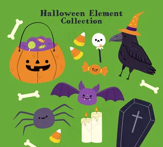 可爱万圣节元素
