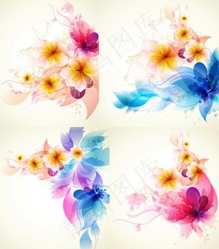 浪漫花朵背景矢量,背景元素