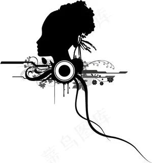 女性头像与花纹剪