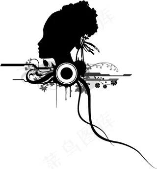 女性头像与花纹剪