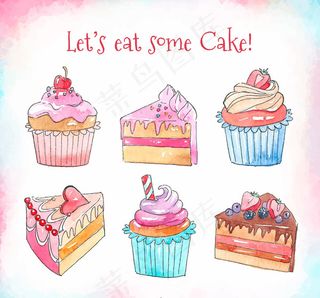 彩绘美味甜点矢量