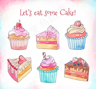 彩绘美味甜点矢量