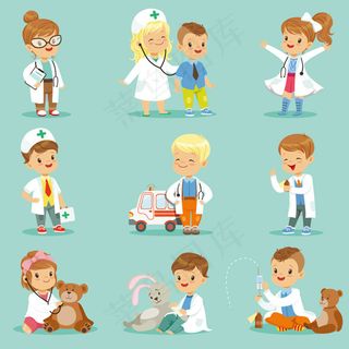 卡通儿童职业医生