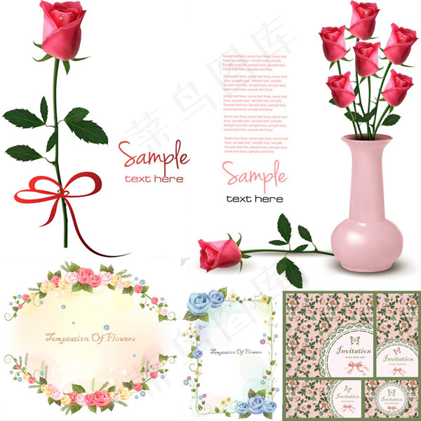 玫瑰花与花朵底纹