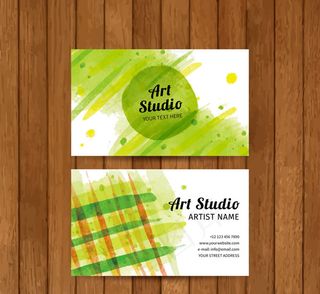 水彩绘绿色名片