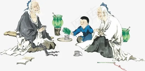 水墨品茶人物