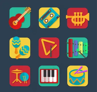 方形乐器图标,免抠元素