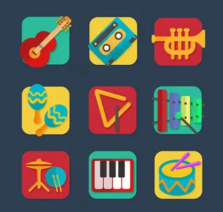 方形乐器图标,免抠元素