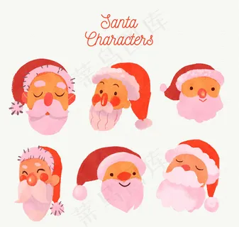 水彩绘圣诞老人头