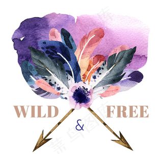 水彩绘羽毛箭设计