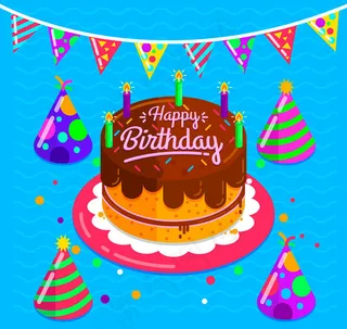 生日蛋糕和三角拉旗