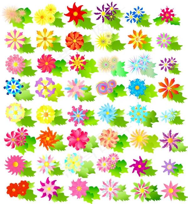 缤纷花朵矢量eps,ai矢量模版下载