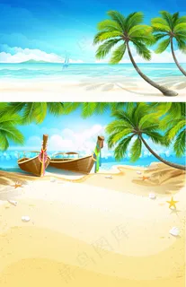 沙滩风景插画 沙滩风景插画
