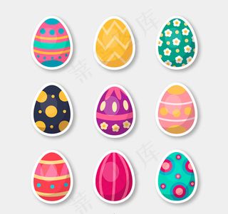 彩色花纹彩蛋贴纸