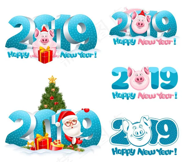 粉红猪与2019eps,ai矢量模版下载