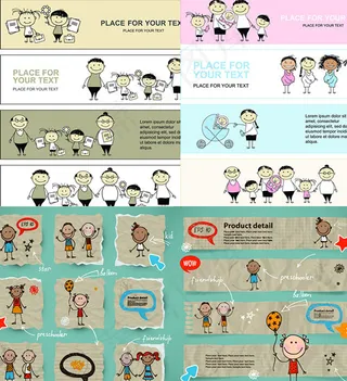 卡通手绘人物,背景元素