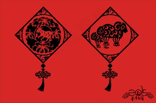 羊年福字中国结ai矢量模版下载